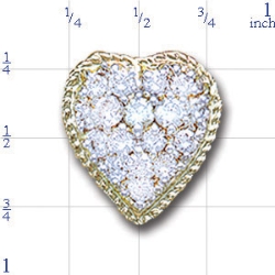 A2581 14K HEART SHAPE SLIDE WITH 17 ROUND DIAMOND 